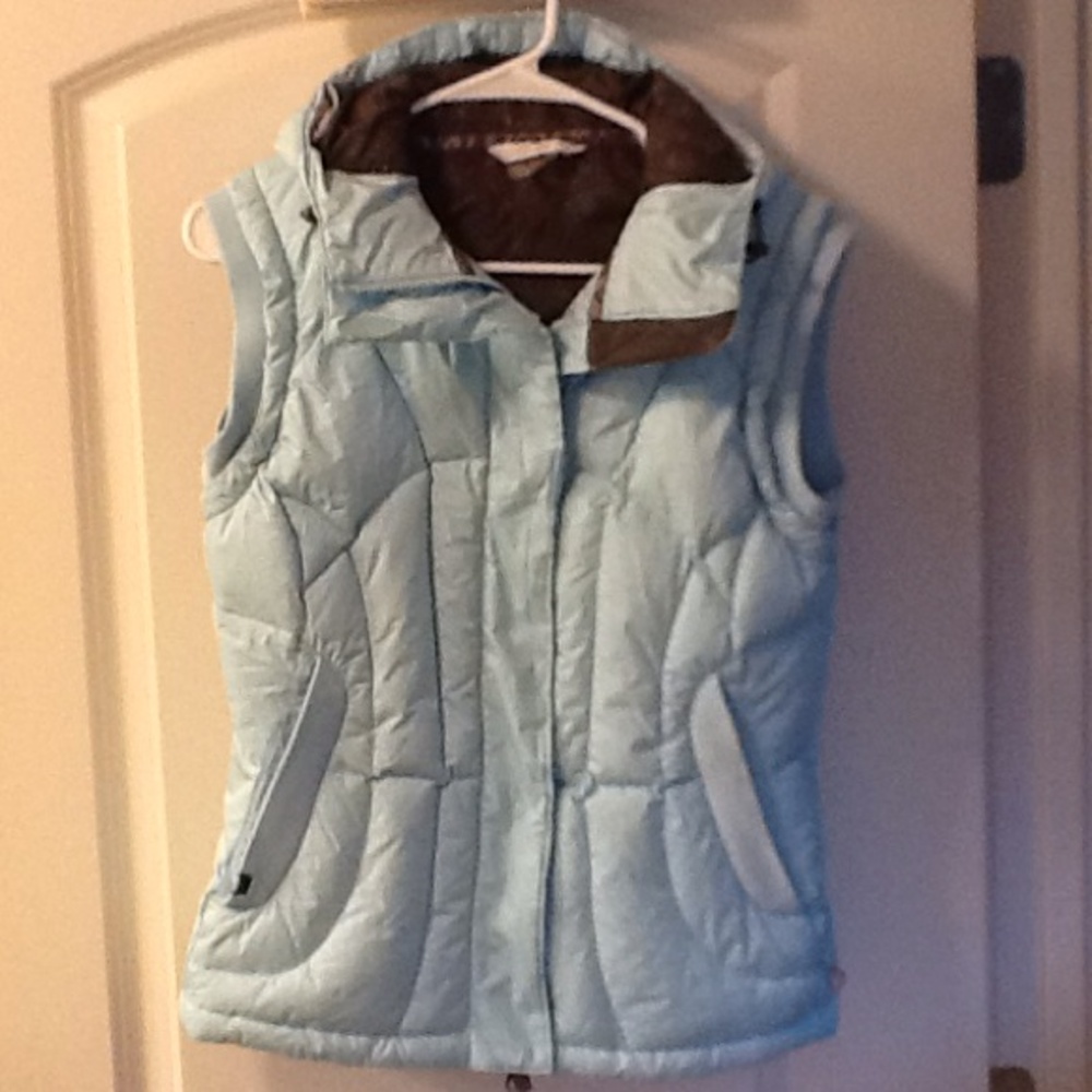 Salomon Aqua Ice Blue Puffer Vest W/Hood size S